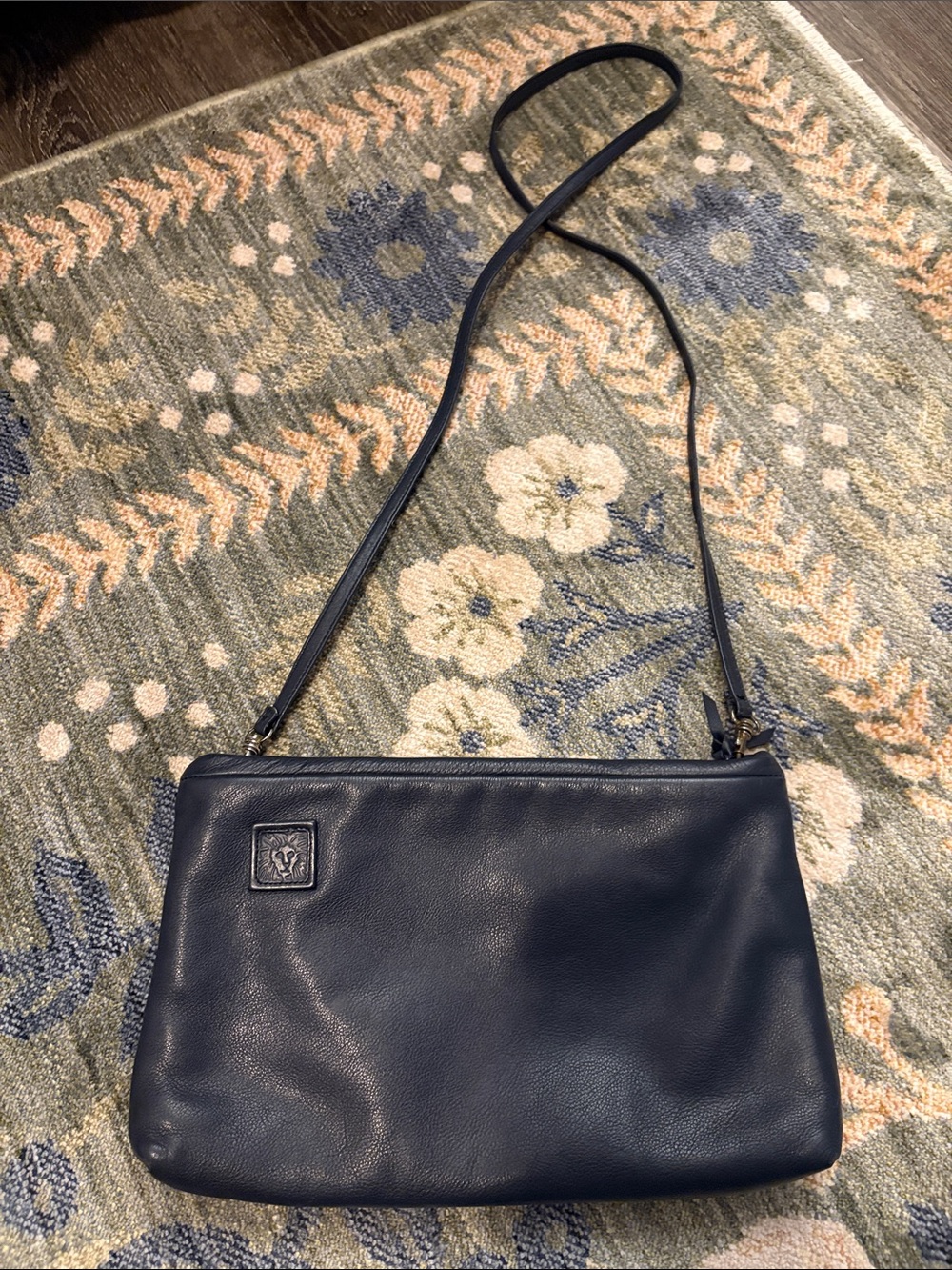 Vintage Anne Klein by Calderon Leather Handbag/Clutch in Navy